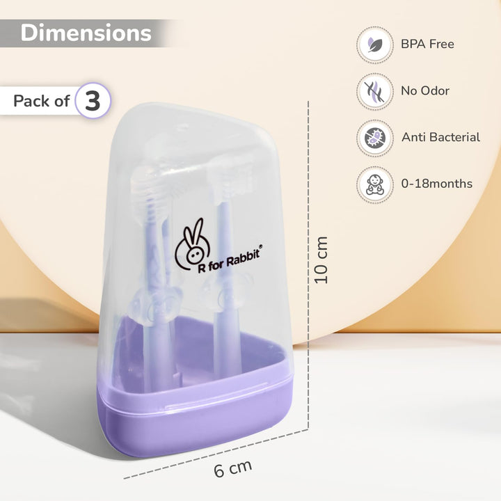 R for Rabbit Tiny Smiles Pixie Purple Toothbrush Set – 3-in-1 Oral Care for Babies