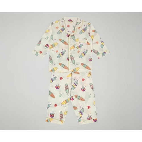 Little Ginnie Night Suit - Pajama Set | White