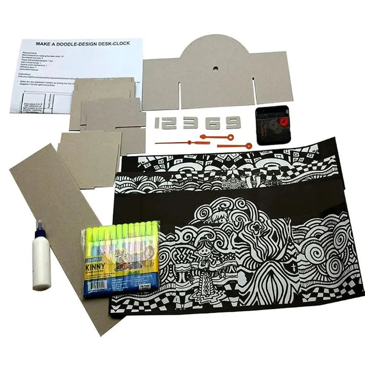 Toykraft Paint Your Own Doodle Desk Clock - Creative DIY Craft Kit