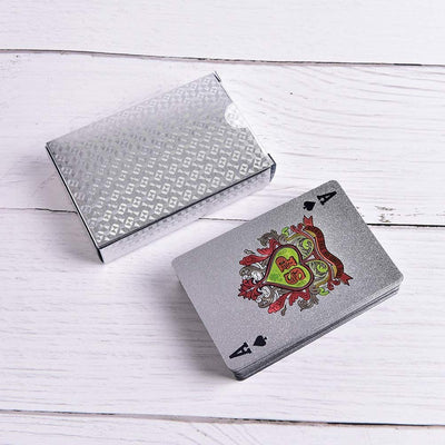 Luxury Silver Deck of Waterproof Washable Poker Cardss Use for Party Game - 2 pcs