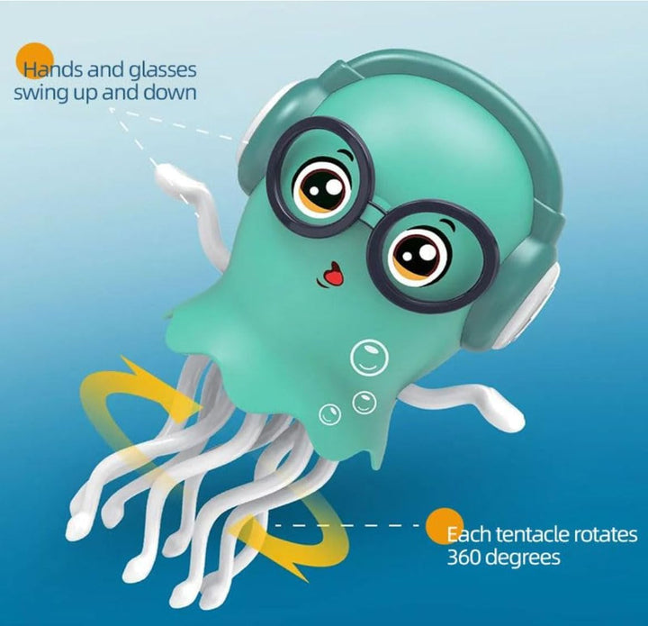 Twist Jellyfish Musical Dancing Toy | Bump & Go Sensory Toy with Movement - Turquoise
