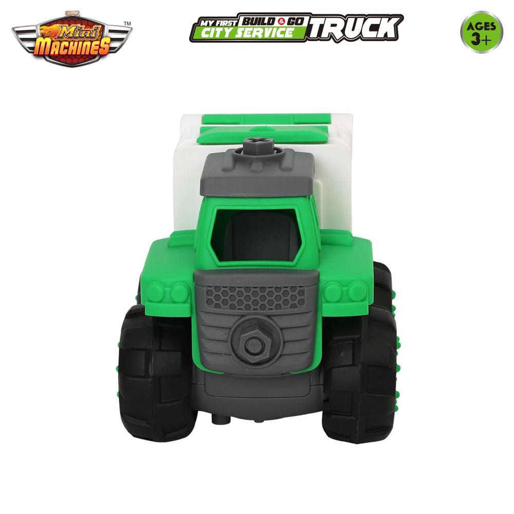 Scoodle Mini Machines My First Build & Go City Service Truck Toy - Pull Back Vehicle for Kids