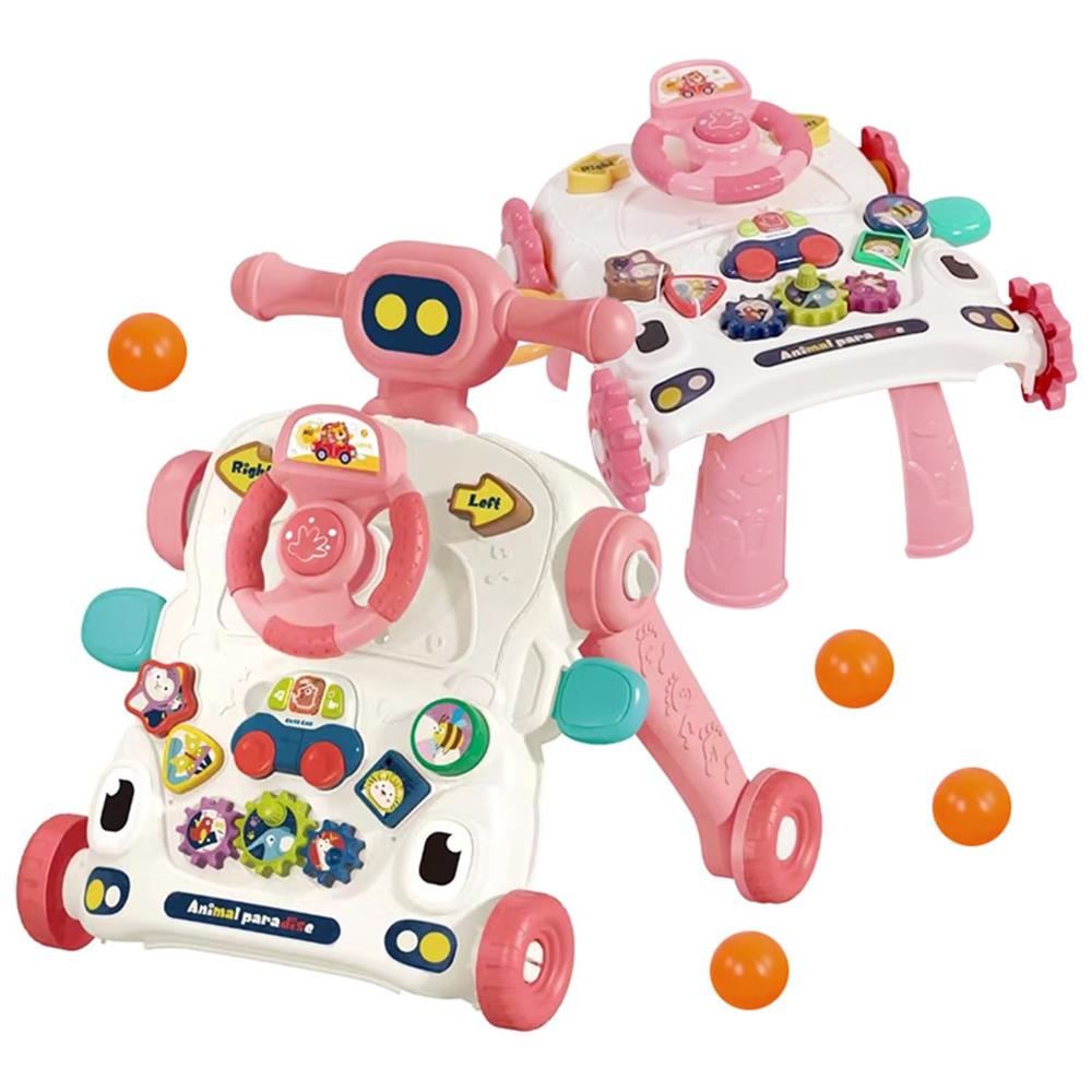 Baby Activity Walker Toddler Sit-to-Stand | 3-in-1 Musical Push Walker with Shape Sorter & Interactive Toys -Pink