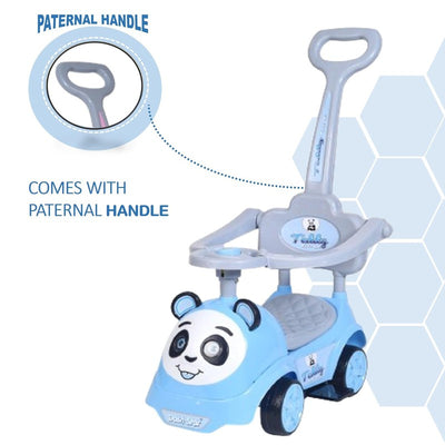 Non Battery Operated Teddy Star Push Ride-On | Musical Baby Car with Protective Arm Rest and Parent Handle Wagons | Blue | COD Not Available