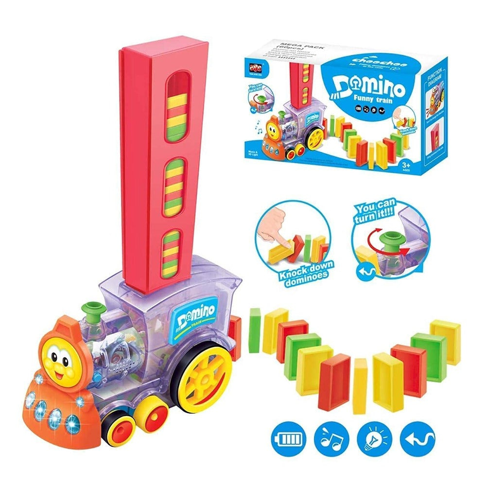60 Pcs Domino Rally Train Toy Set with Lights and Sounds