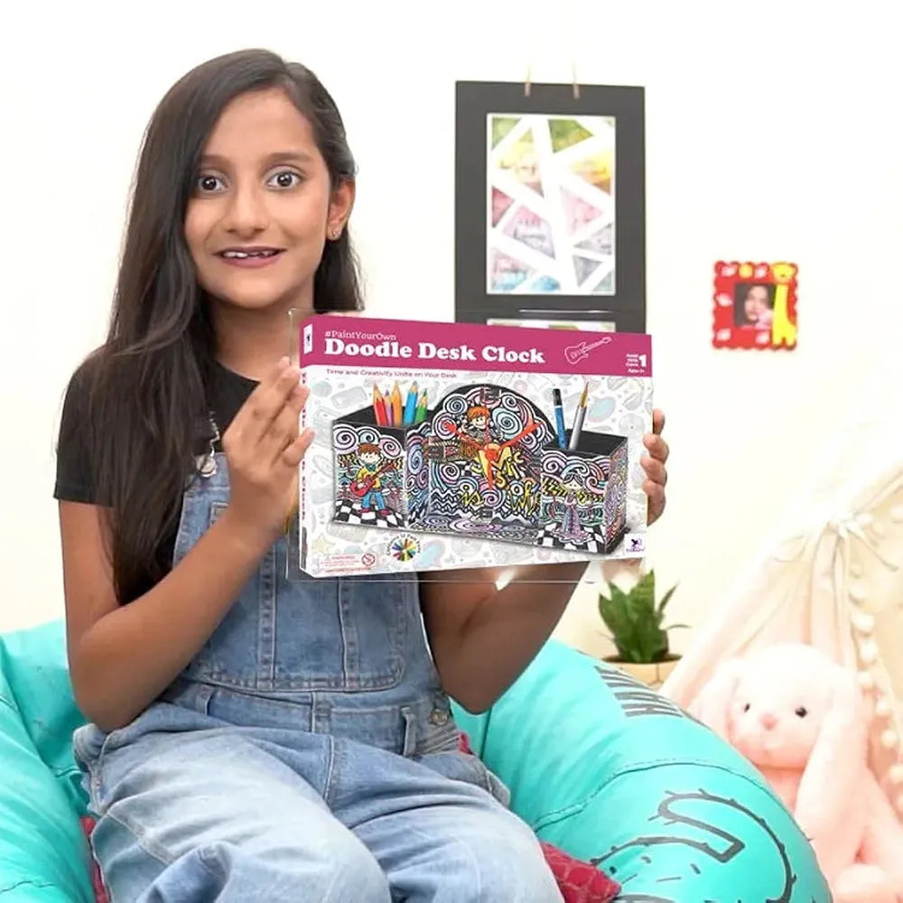 Toykraft Paint Your Own Doodle Desk Clock - Creative DIY Craft Kit