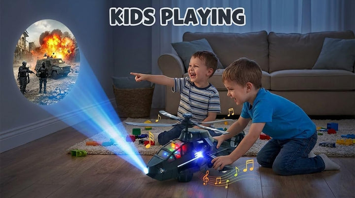 Swat Chopper Rescue Helicopter Toy | 3D Lights, Projection & Sound Effects | Rotating Propeller