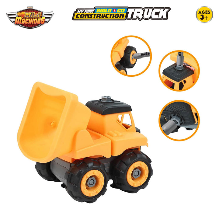 Scoodle Mini Machines My First Build & Go - Construction Truck Toy | Pull Back Vehicle for Kids