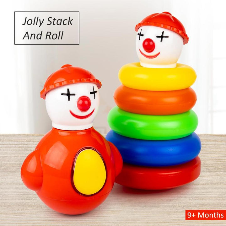 Ratnas Jolly Stack & Roll Joker Face  2 in 1 Set of Stacking Rings & Roly Poly Rattling