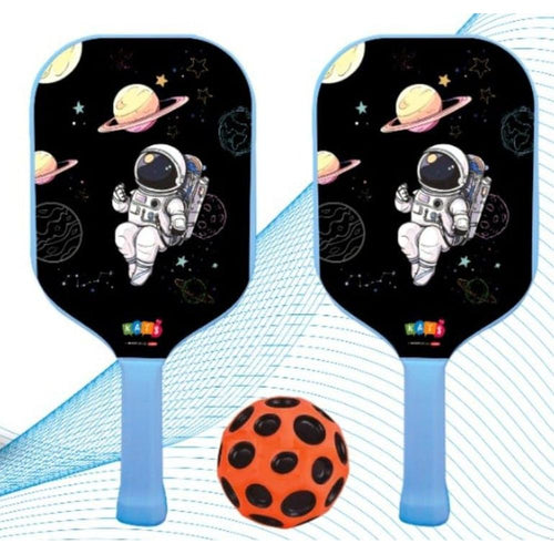 KATS by Simarr Space Pickle Game Set with Moon Ball & 2 Paddles | Outdoor Paddle Game for Kids- Black & Sky blue