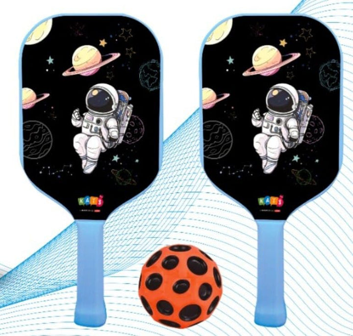 KATS by Simarr Space Pickle Game Set with Moon Ball & 2 Paddles | Outdoor Paddle Game for Kids- Black & Sky blue