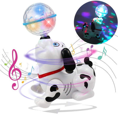 360 Degree Rotating Dancing Dog Toy with LED Light Ball & Sound (2-5 Years)