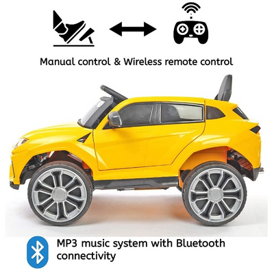 Yellow Ride-On | Wireless Remote and Rechargeable battery Operated | Lambo Car (COD Not Available)