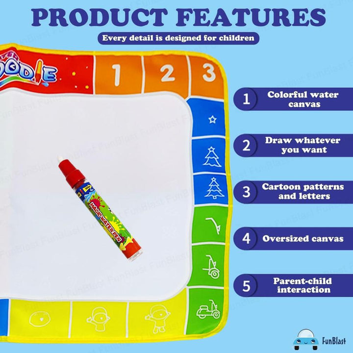 FunBlast Magic Water Drawing Mat with Rainbow Color Swatches | Aqua Magic Drawing Pad