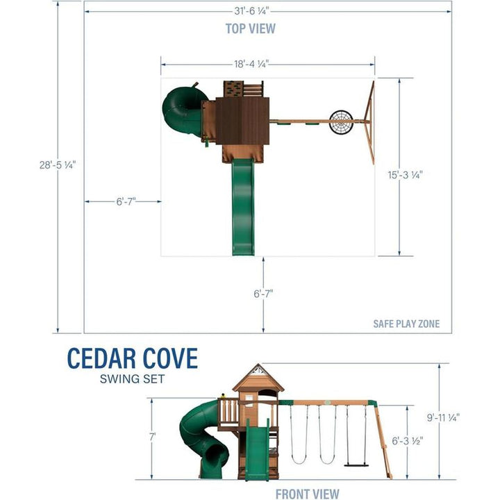 Cedar Cove Swing Set - Dual Slides, Climbing Wall, Clubhouse & More | Weight- 222.7 Kg (3-10 Years)