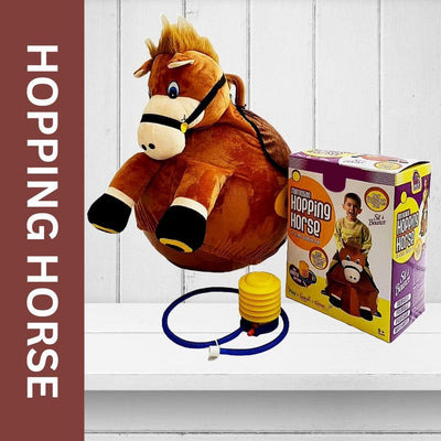 Bouncing Hopping Horse Ball Toy with Foot Pump, Soft Exterior for Indoor Play | Brown