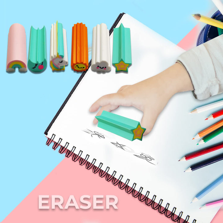 FunBlast Pack of 6 Erasers (Unicorn, Rainbow, Star, Moon, Sun and Cloud theme)
