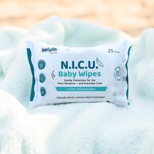 Docura N.I.C.U. Baby Wipes - 25 Wipes | Gentle Protection for the Most Sensitive Skin with 0.25% Chlorhexidine