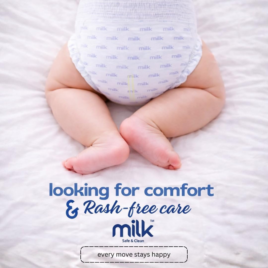 Milk (Size-M) Flexi Tape Baby Diapers | 42 Count | 6-11 kg | Rash Protection, Leak-Proof, Soft & Comfortable Diapers