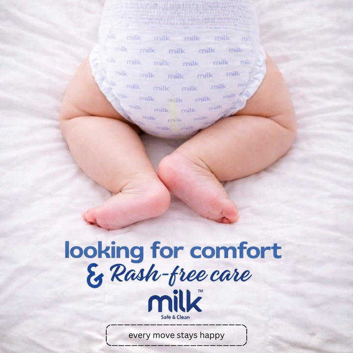 Milk (Size-M) Flexi Tape Baby Diapers | 42 Count | 6-11 kg | Rash Protection, Leak-Proof, Soft & Comfortable Diapers