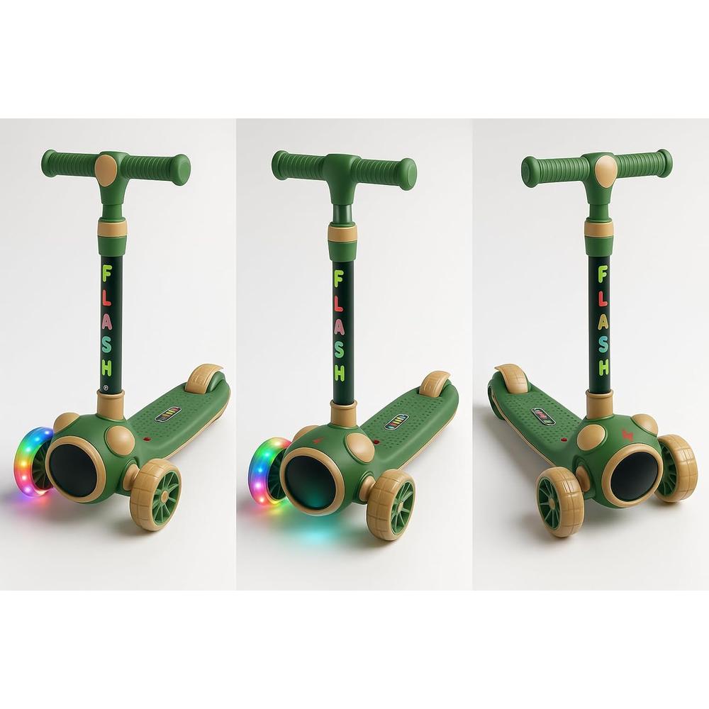 Childcare Flash 3-Wheel Kick Scooter for Kids | Glow & Music | Adjustable Height & Foldable Design