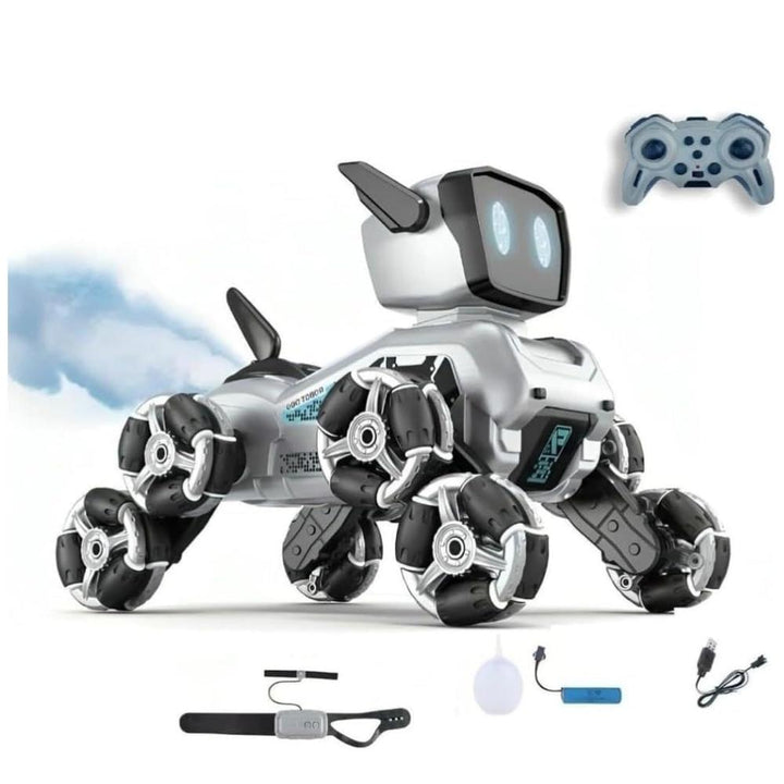 Remote & Watch Control Stunt Robot Dog Toy with Spray Function