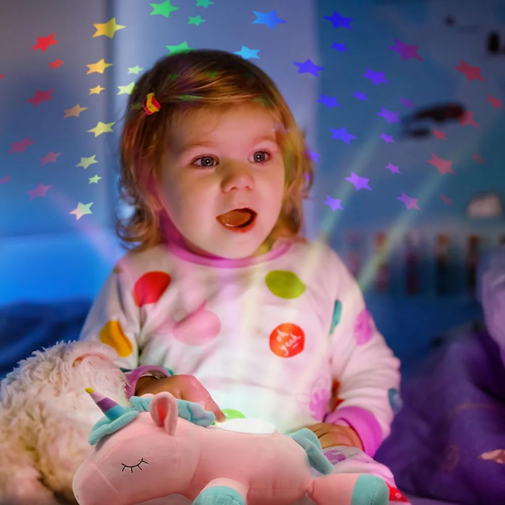 MUREN Interactive Musical Sleep Aid Plush Toy - Moon & Star Light Projector