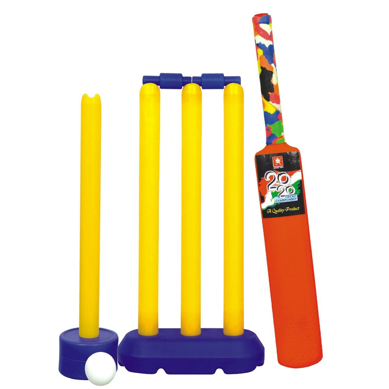 Nippon Cricket Plastic Set With Bag (1 Bat, 1 Ball,  4 Wickets, 1 Big Base, 1 Small Base & 2 Bails - Mini (3-5 Years‎)