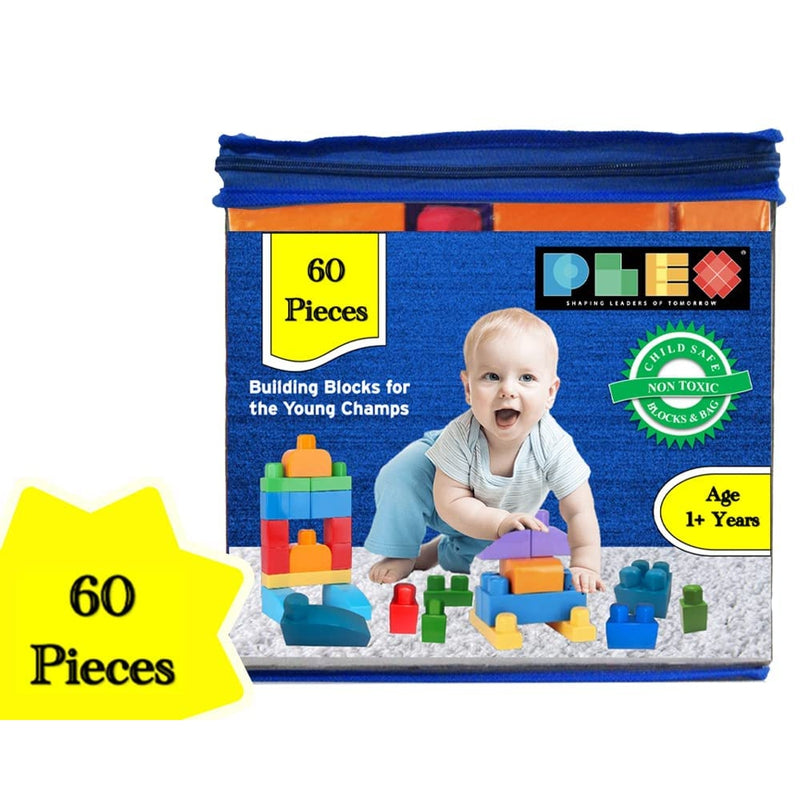 Building & Construction Blocks Educational Toy (Blue Bag - 60 Pieces)