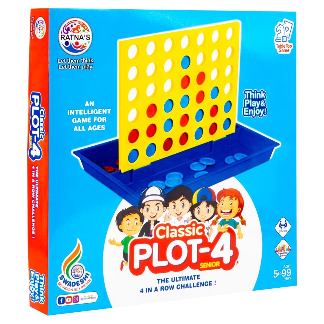 Ratna's Classic Board Game Plot-4 Senior | Get 4 in a Row Strategy Game