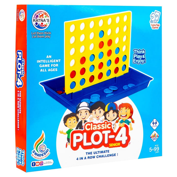 Ratna's Classic Board Game Plot-4 Senior | Get 4 in a Row Strategy Game