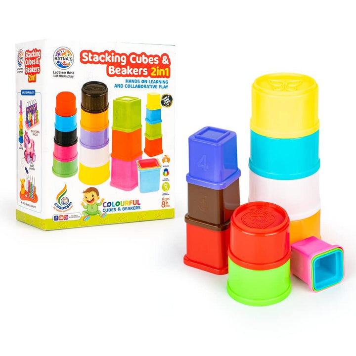 Ratna's 2 In 1 Shape Stacking Cubes & Beakers