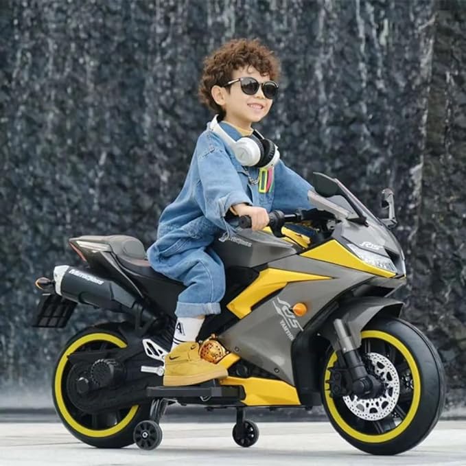 Kid's Electric Resembling R15 Ride-on Bike with LED Lights, Bluetooth, and Music | Rechargeable Battery-Powered Ride-on Bike - COD Not Available