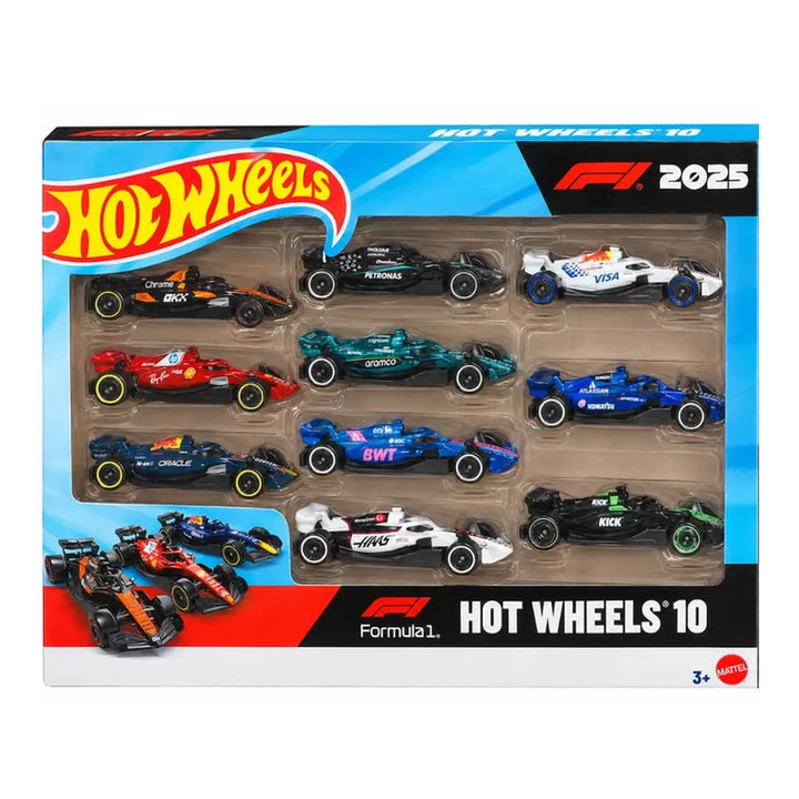 Hot Wheels Formula 1 Race Set of 10 Car | 1:64 Scale Die-Cast | 2025 F1 Team Collection