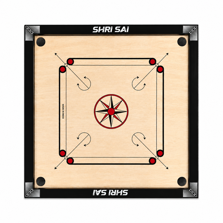 32 Inch Wooden Carrom Board | Smooth Playing Surface | Indoor Family Board Game with Corner Pockets