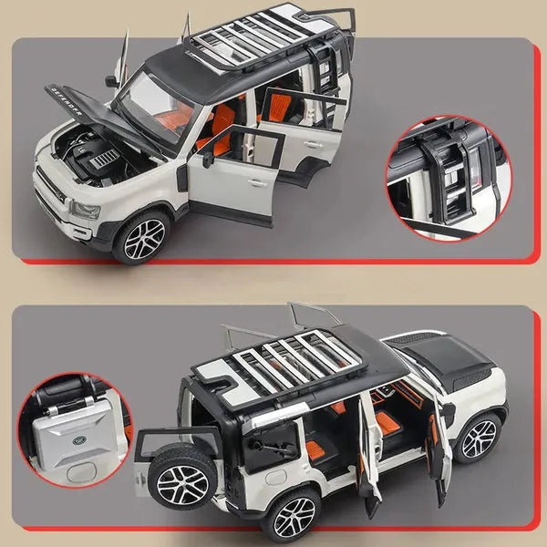 1:24 Metal Die Cast Car Resembling Defender With Light & Sound (Pack of 1) - Assorted Colours