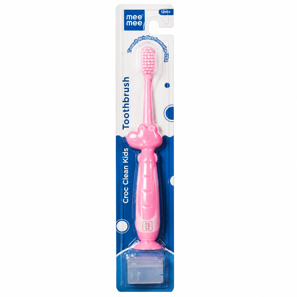 Mee Mee Croc Clean Kids Toothbrush | Extra Soft Tynex Bristles, Flexible Neck with Anti-Slip Handle- 1 Piece