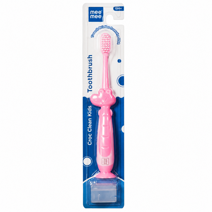 Mee Mee Croc Clean Kids Toothbrush | Extra Soft Tynex Bristles, Flexible Neck with Anti-Slip Handle- 1 Piece