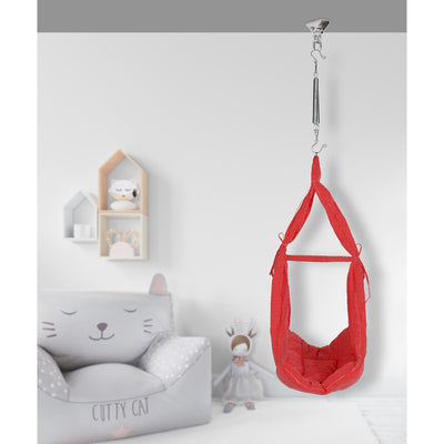 Infant Baby Swing Cradle with Mosquito net and Spring (Red)