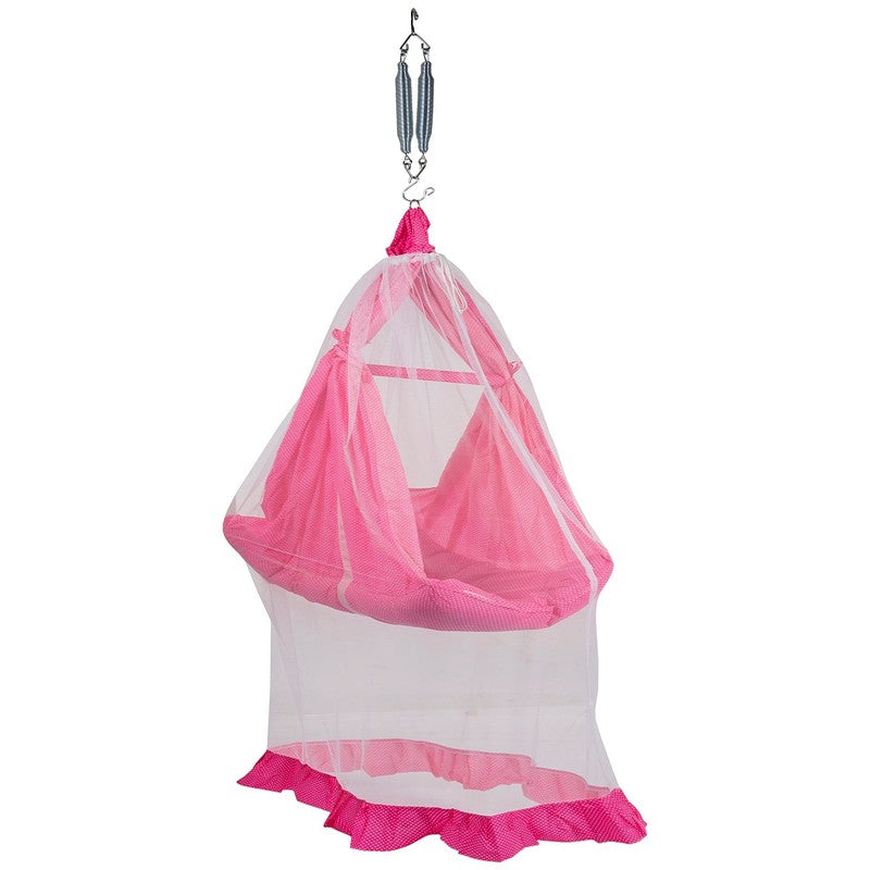 Infant Baby Swing Cradle with Mosquito net and Spring (Pink)