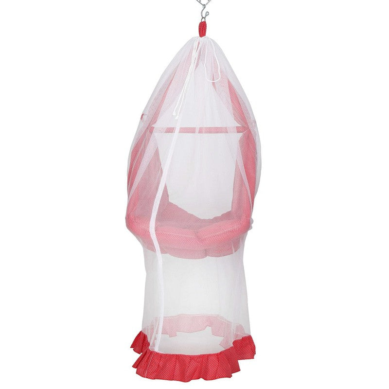 Infant Baby Swing Cradle with Mosquito net and Spring (Red)