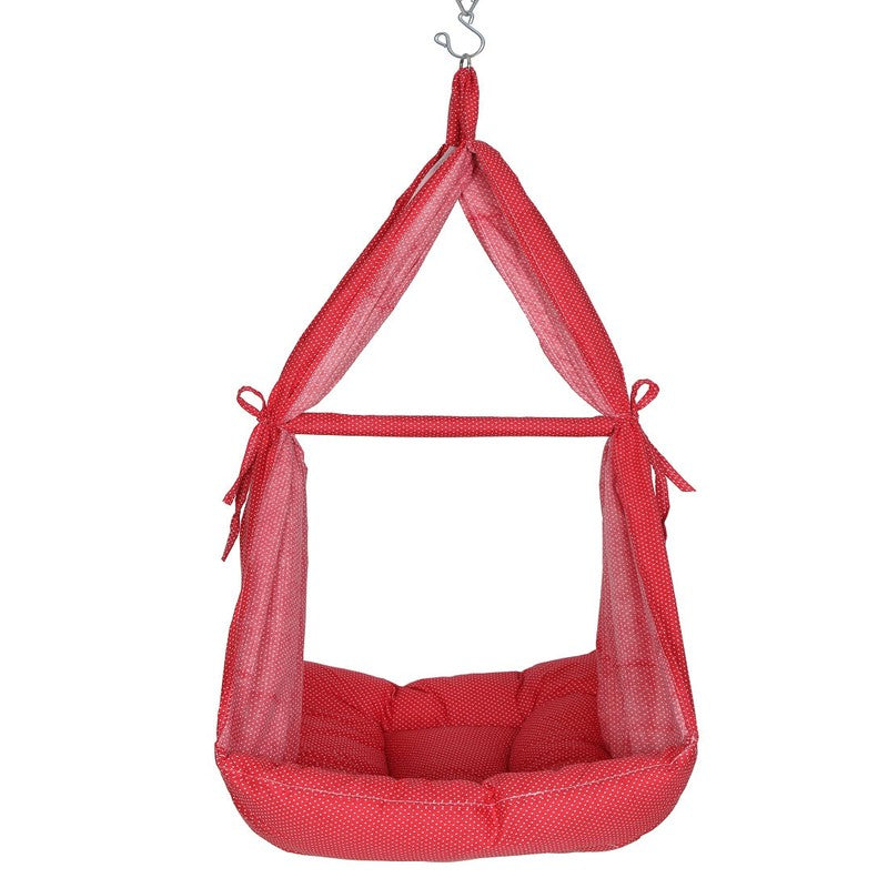 Infant Baby Swing Cradle with Mosquito net and Spring (Red)