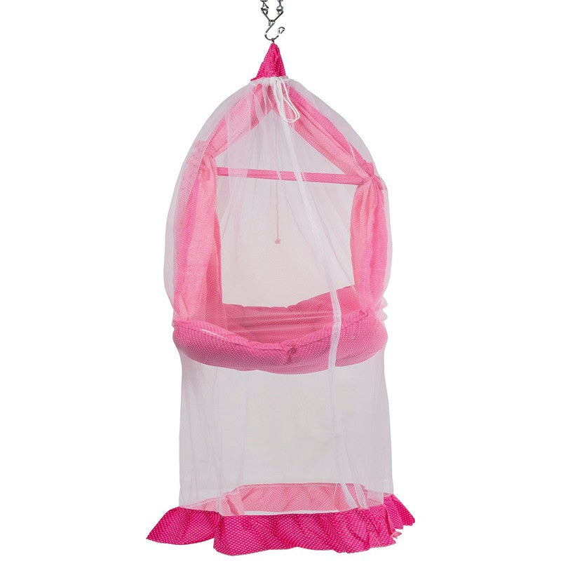 Infant Baby Swing Cradle with Mosquito net and Spring (Pink)