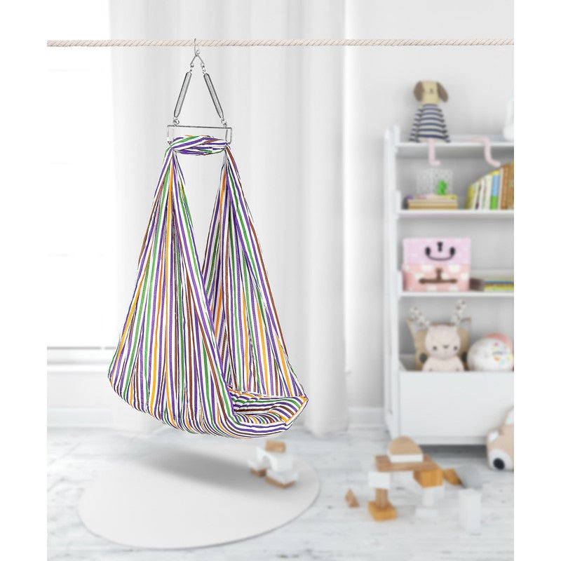 Neonate Baby Swing Cradle with Mosquito Net and Spring (Purple)