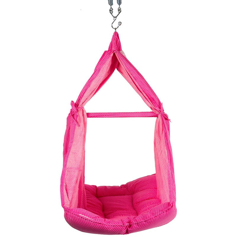 Infant Baby Swing Cradle with Mosquito net and Spring (Pink)