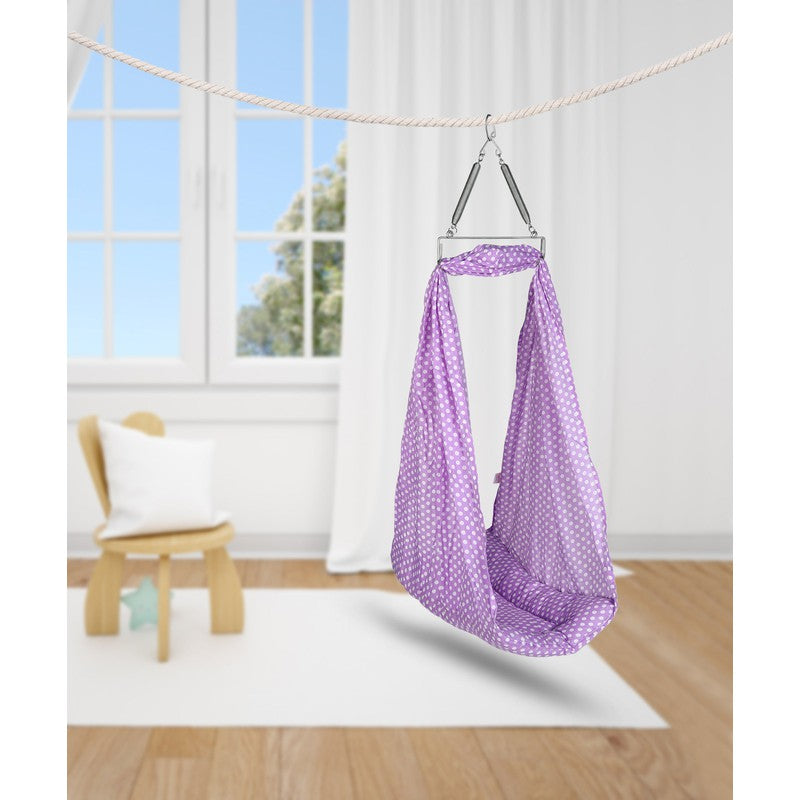 Toddler Baby Swing Cradle with Mosquito Net and Spring (Purple)