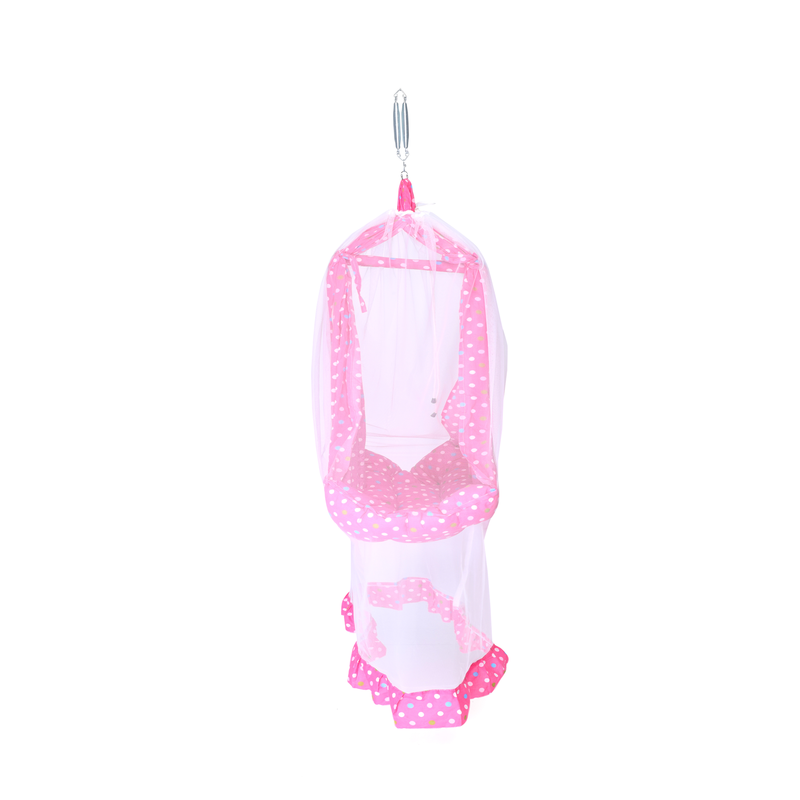 Tot Baby Swing Cradle with Mosquito net Spring (Pink)
