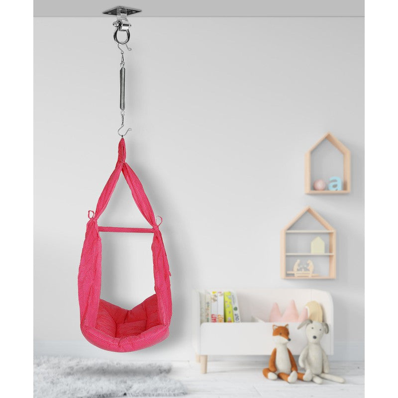 Infant Baby Swing Cradle with Mosquito net and Spring (Pink)