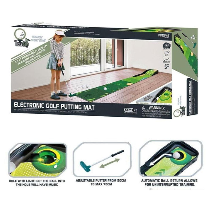 Innov8 Electronic Golf Set | Putting Mat with LED Target & Adjustable Putter (5-10 Years)