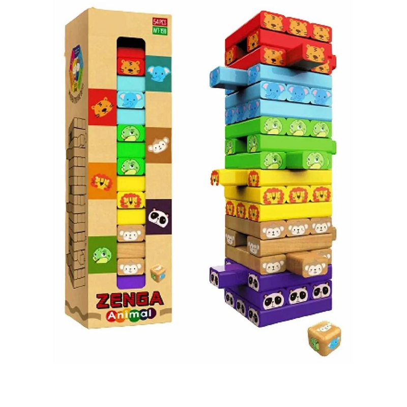 Animals Themed Wooden Blocks Stacking Toy Multicolor | 54 Pieces